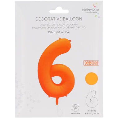 Follieballon cijfer neon oranje