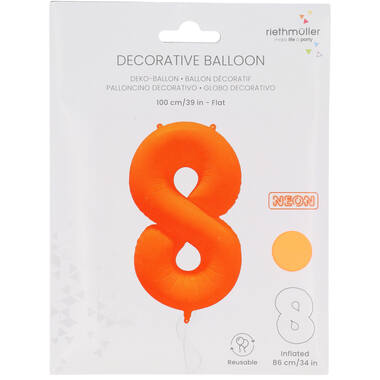 Follieballon cijfer neon oranje