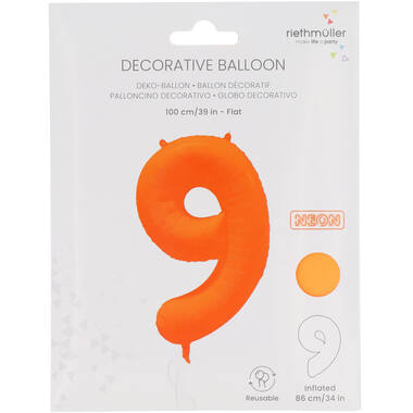 Follieballon cijfer neon oranje