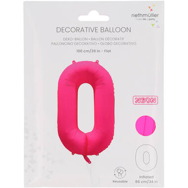 Folieballon cijfer neon roze
