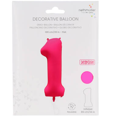 Folieballon cijfer neon roze