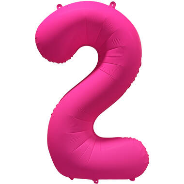 Folieballon cijfer neon roze
