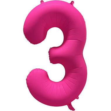 Folieballon cijfer neon roze