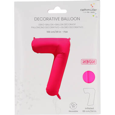 Folieballon cijfer neon roze