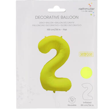 Folieballon cijfer neon geel