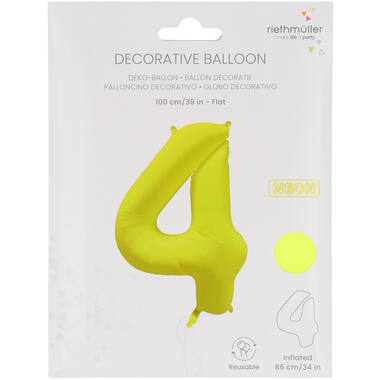 Folieballon cijfer neon geel