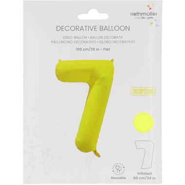 Folieballon cijfer neon geel