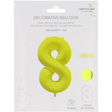 Folieballon cijfer neon geel