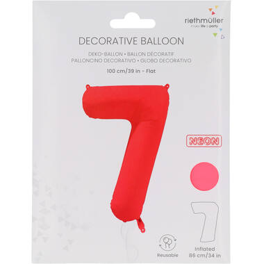 Folieballon cijfer neon rood