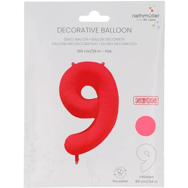 Folieballon cijfer neon rood