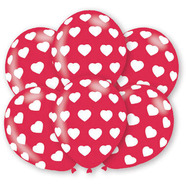 6 Latex Balloons Hearts 27.5 cm / 11"