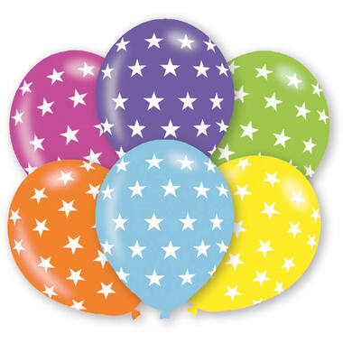 6 Latex Balloons Stars 27.5 cm / 11"