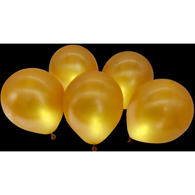 5 Latex Balloons LED Gold 27.5 cm / 11"