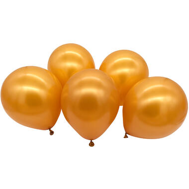 5 Latex Balloons LED Gold 27.5 cm / 11"