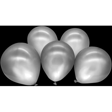 5 Latex Balloons LED Silver 27.5 cm / 11"