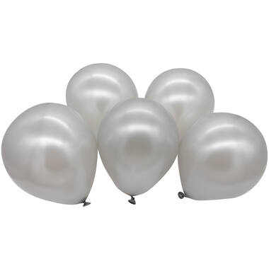 5 Latex Balloons LED Silver 27.5 cm / 11"