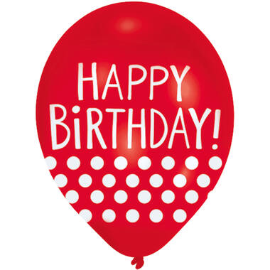 6 Latex Balloons Happy Birthday - Dots 27.5 cm / 11"