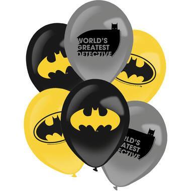 6 Latex Balloons Batman 27.5 cm / 11"