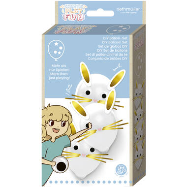 4 latex balloons 36 cm with bunny stickers and balloon holders