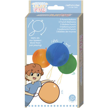 3 latex punch balloons, different colours 45 cm