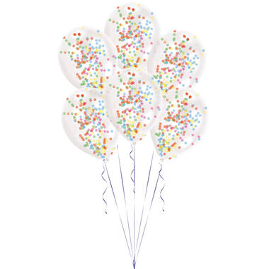 6 Latex Balloons Clear Confetti Filled assorted (1 g per Ballon) 27.5 cm / 11"