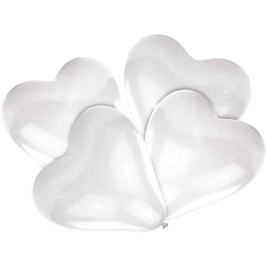 5 Latex Balloons Heart White 30.4 cm / 12"