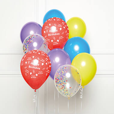 DIY Balloon Bouquet Happy Birthday Rainbow 10 Balloons