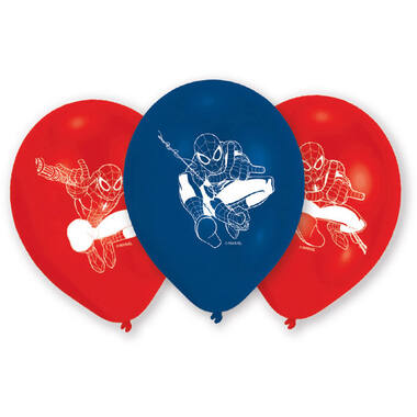 6 Latex Balloons Spider-Man 22.8 cm/9''