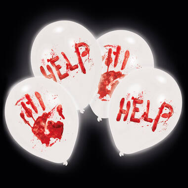4 Latex Balloons LED Halloween Bloody 27.5 cm / 11"