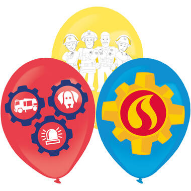 6 Latex Balloons Fireman Sam 27,5 cm / 11"