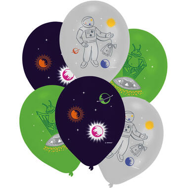 6 Latex Balloons Space Party 27.5 cm / 11"
