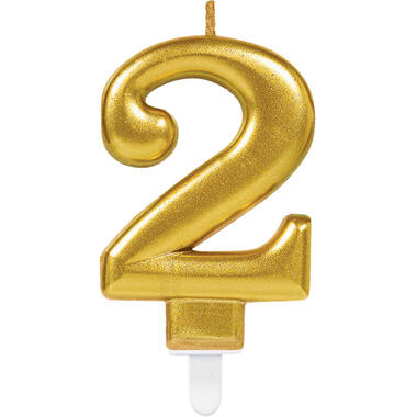 Number Candle 2 Starlight Birthday Gold Height 9.3 cm