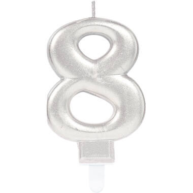 Number Candle 8 Starlight Birthday Silver Height 9.3 cm