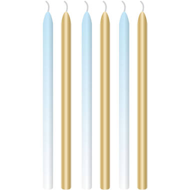 6 Candles 1st Birthday Blue Ombre Wax / Plastic Height 12cm