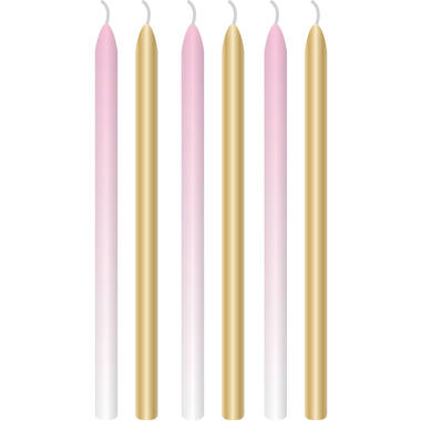6 Candles 1st Birthday Pink Ombre Wax / Plastic Height 12 cm