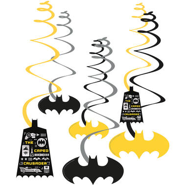 6 Swirl Decorations Batman Paper Length 60 cm