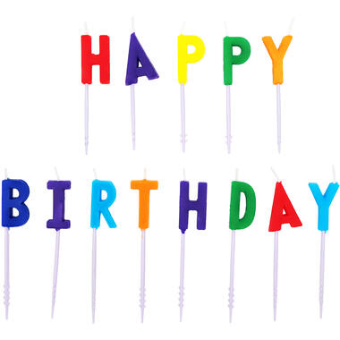 13 Letter Candles Happy Birthday Multicolour Height 6 / 7.7 cm