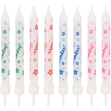 8 Spiral Candles Happy Birthday Height 8.3 cm