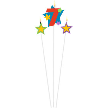 Numeral Candle 7 with 2 Star Candles Height 12.2/13.5 cm