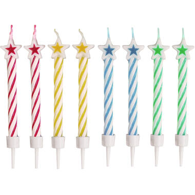 8 Spiral Candles with Star Assorted Height 6.3 cm