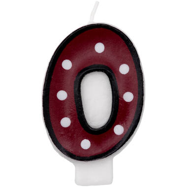 Numeral Candle 0 Dots & Black Border Height 7.6 cm