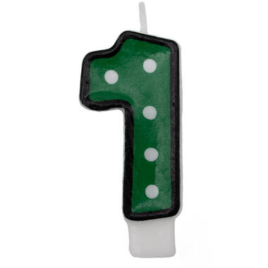 Numeral Candle 1 Dots & Black Border Height 7.6 cm