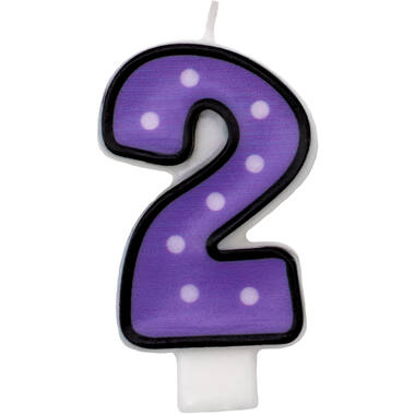 Numeral Candle 2 Dots & Black Border Height 7.6 cm