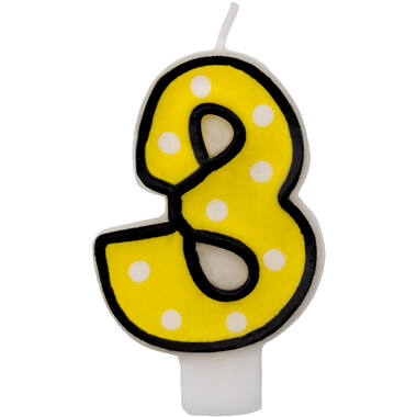 Numeral Candle 3 Dots & Black Border Height 7.6 cm