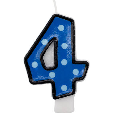 Numeral Candle 4 Dots & Black Border Height 7.6 cm