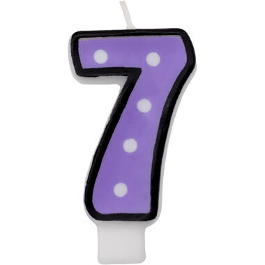 Numeral Candle 7 Dots & Black Border Height 7.6 cm