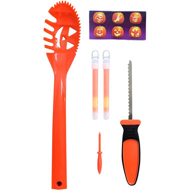 Pumpkin Carving Kit with Carving Tools, Stencils and 2 Glow Sticks