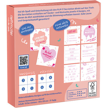12 Flip Napkins Romantic Evening GER Double-Sided Print 33 x 33 cm