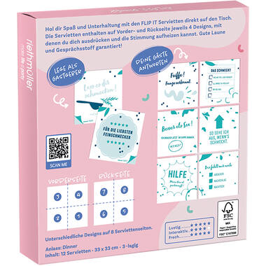 12 Flip Napkins Dinner GER Double-Sided Print 33 x 33 cm