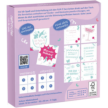 12 Flip Napkins Girls' Night GER Double-Sided Print 33 x 33 cm